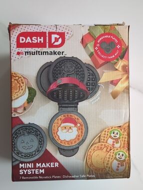 DASH Mini Multimaker Waffle Maker - Pink/Red and Gray